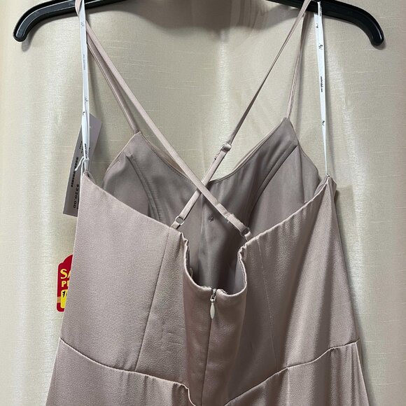 Bridesmaid Dress Size 12 Taupe Slim A-line w/Slit - Picture 7 of 7